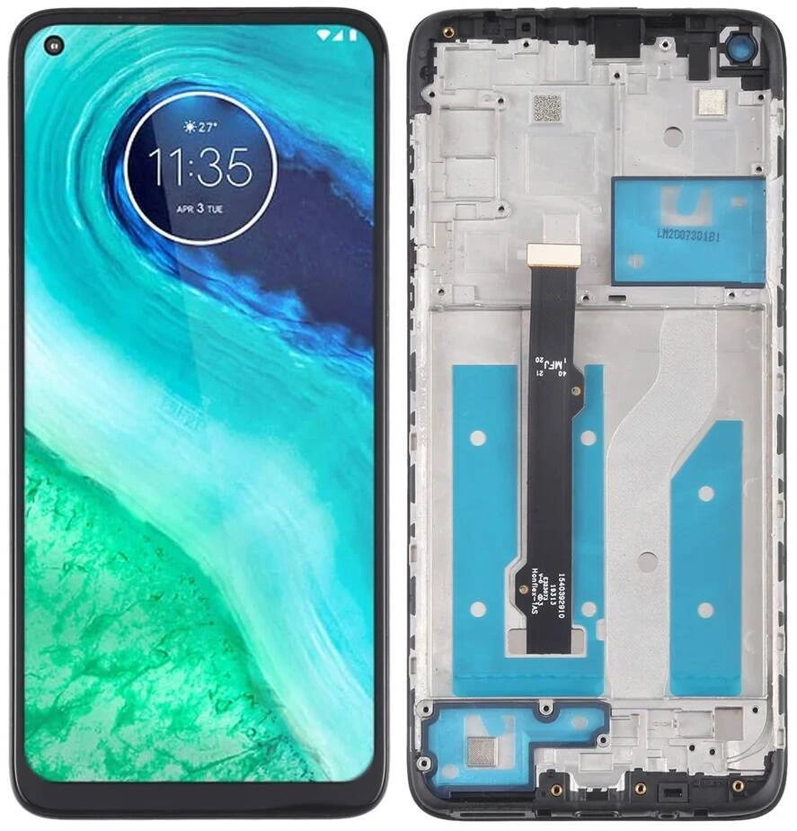 Oryginalny wyświetlacz LCD + ekran dotykowy Motorola G8 XT2045-1 XT2045-2 (Regenerowany) Ramka czarna