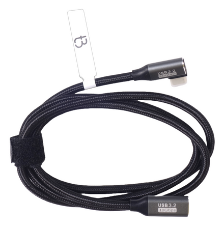 Kabel Przewód TRADEBIT USB-C 90° (L) do USB-C Męski - Żeński 1m 10Gbps