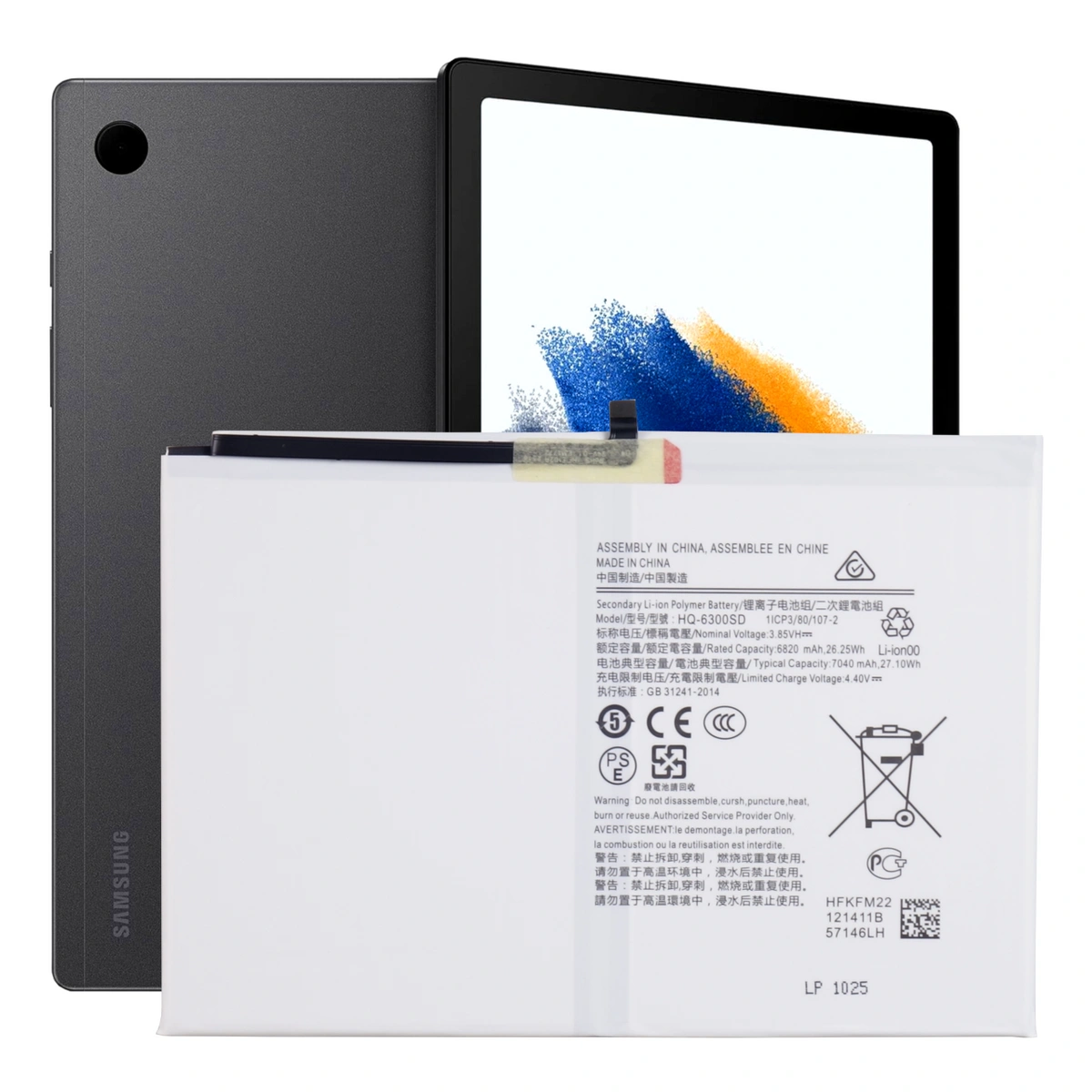 Bateria do Samsung Galaxy Tab A8 SM-X200 HQ-6300SD/HQ-6300NA 6820 mAh