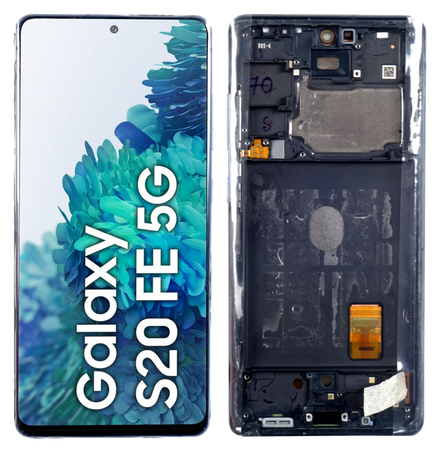 Oryginalny wyświetlacz LCD do Samsung Galaxy S20 FE G781 Niebieska Ramka Regenerowany (REF)