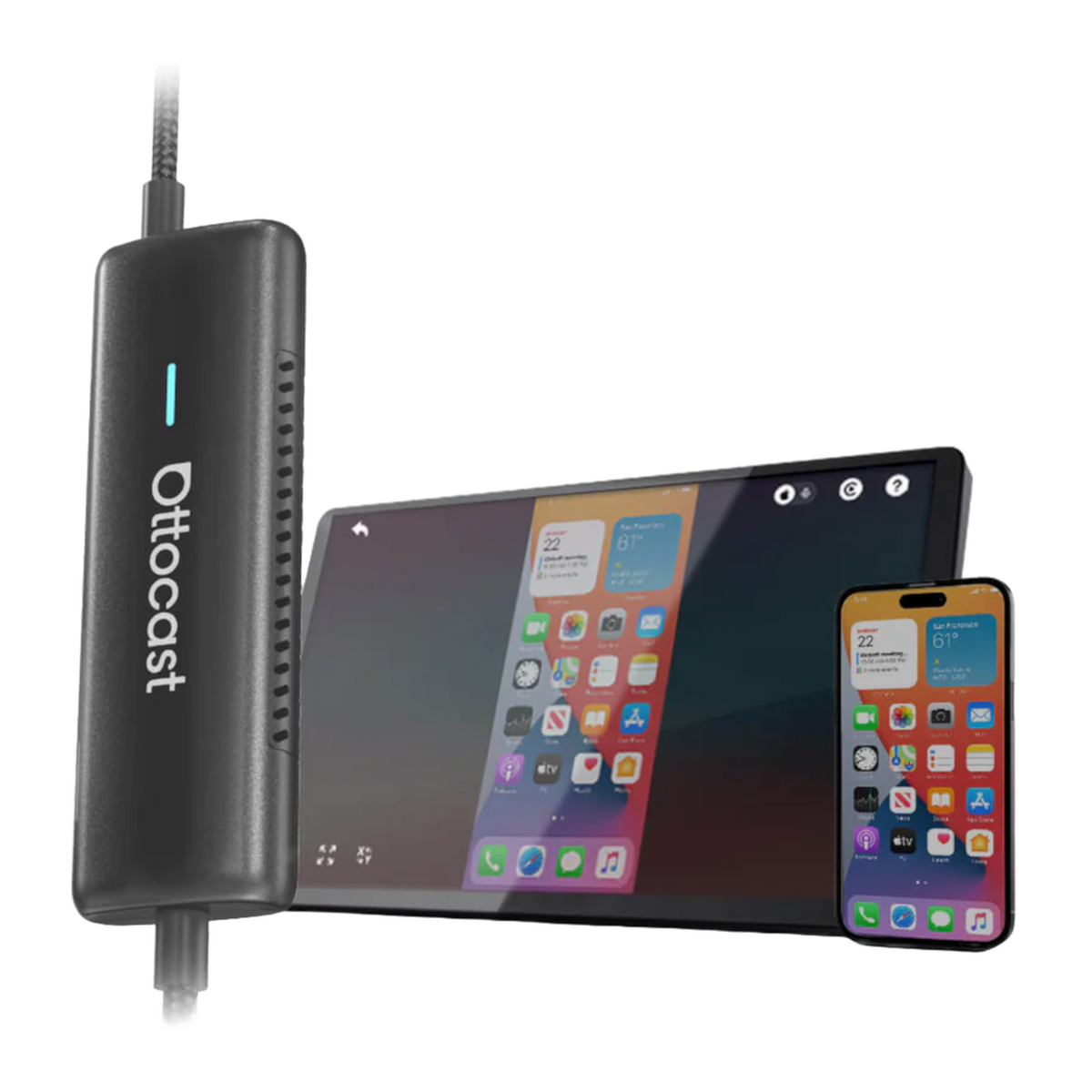 Bezprzewodowy Adapter Samochodowy Ottocast Mirror Touch dla Apple CarPlay