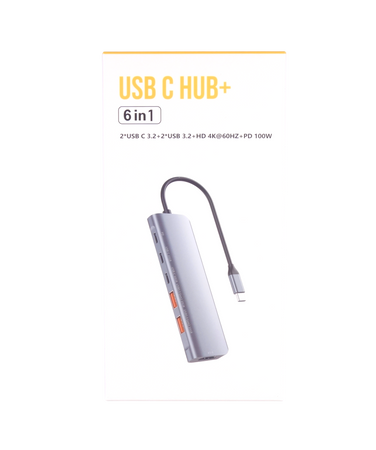 Stacja Dokująca HUB 6w1 2x USB-C + 2x USB 3.2 + HDMI 4K@60Hz + PD 100W