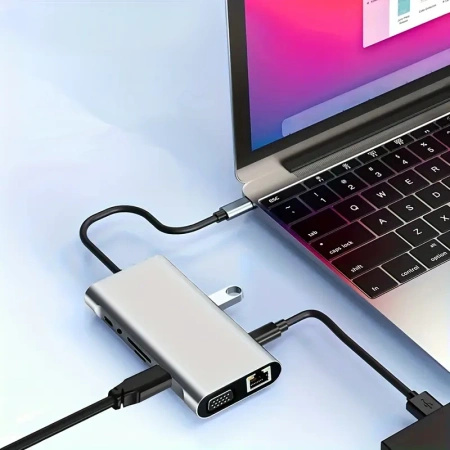 Adapter Przejściówka HUB 11w1 USB-C HDMI 4k Power Delivery USB LAN Gigabit