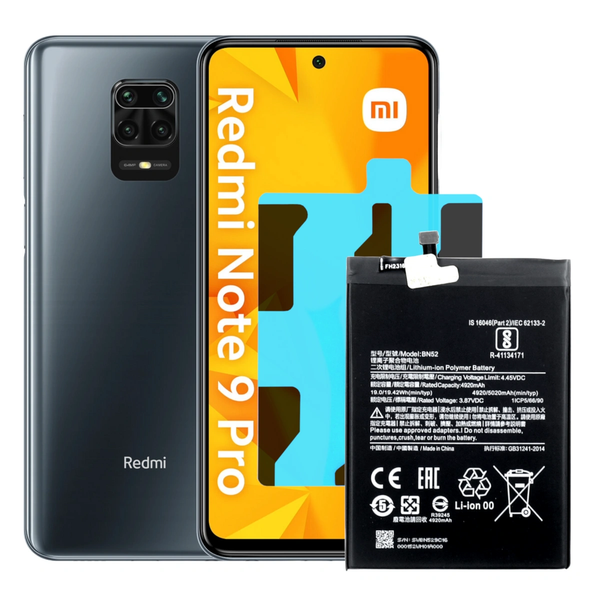 Bateria do Xiaomi Redmi Note 9 Pro Max BN52 4920 mAh + Taśma montażowa