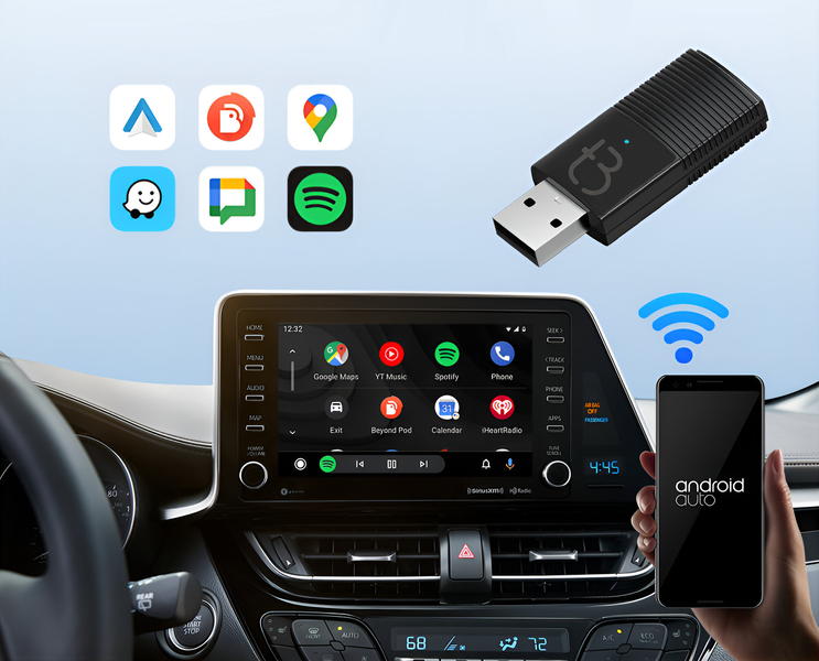 Bezprzewodowy Adapter Mini USB TB NANO Carplay / Android Auto do samochodu czarny