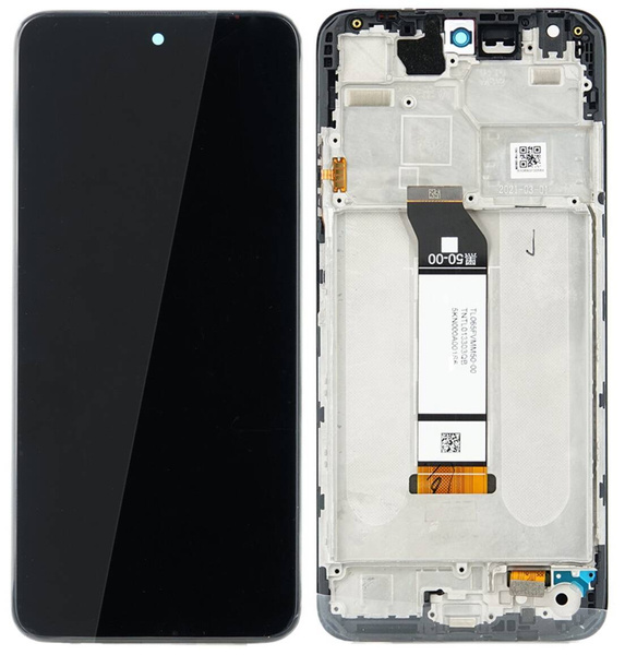 Oryginalny wyświetlacz LCD + ekran dotykowy Xiaomi Redmi Note 10 5G / Note 10T 5G / Poco M3 Pro 5G (2021) 5600020K1900 SERVICE PACK czarny z ramką