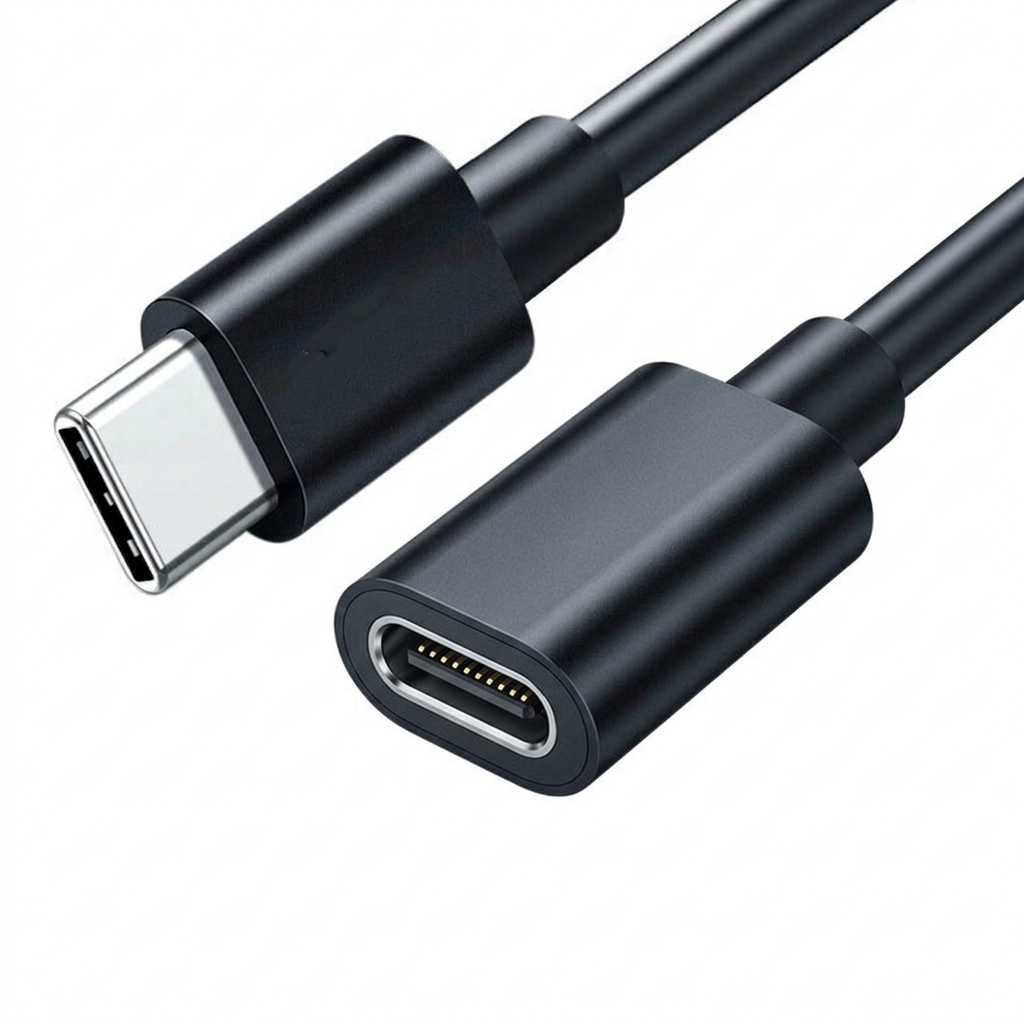 KABEL PRZEWÓD FEMALE USB-C - USB-C 3.1 POWER DELIVERY 60W 10 Gbps 2m CZARNY