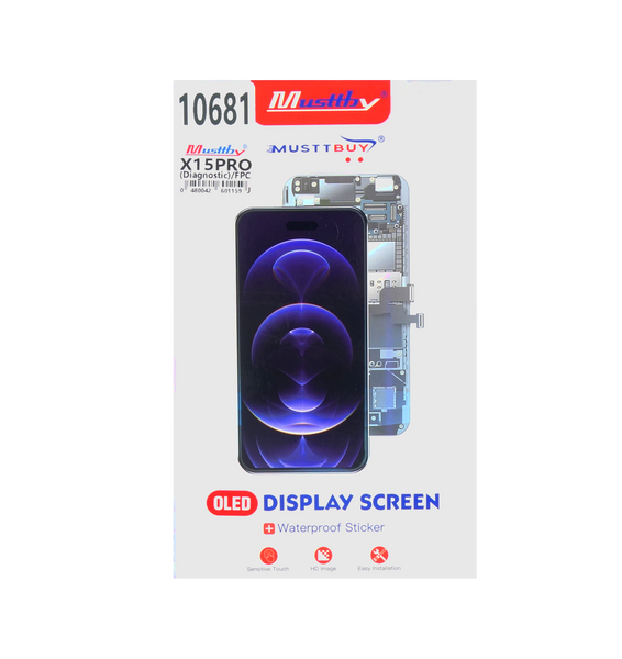Wyświetlacz Soft OLED Programowalny do Apple iPhone 15 Pro 120Hz + szkło hartowane z aplikatorem