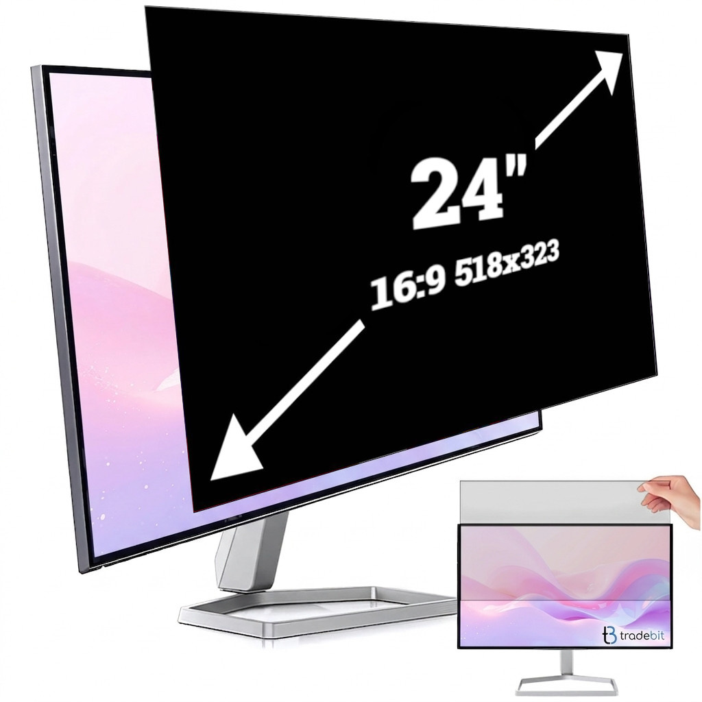 FILTR PRYWATYZUJĄCY na monitor ekran do laptopa 24" 16:9 518x323mm RODO
