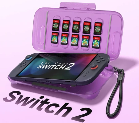 Obudowa Antywstrząsowa Etui Futerał JSAUX do NINTENDO SWITCH 2 - Fioletowa