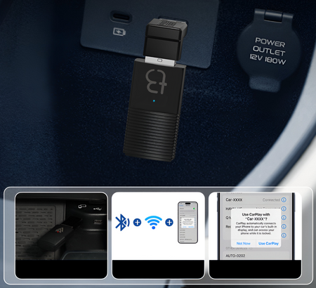 Bezprzewodowy Adapter Mini USB TB NANO Carplay / Android Auto do samochodu czarny