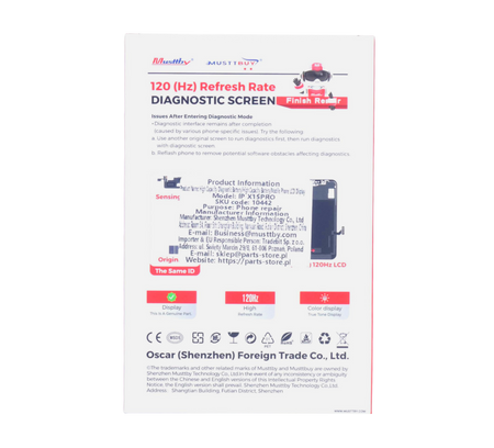 Wyświetlacz do Apple iPhone 15 Pro 120Hz z taśmą Light Sensor Diagnostic