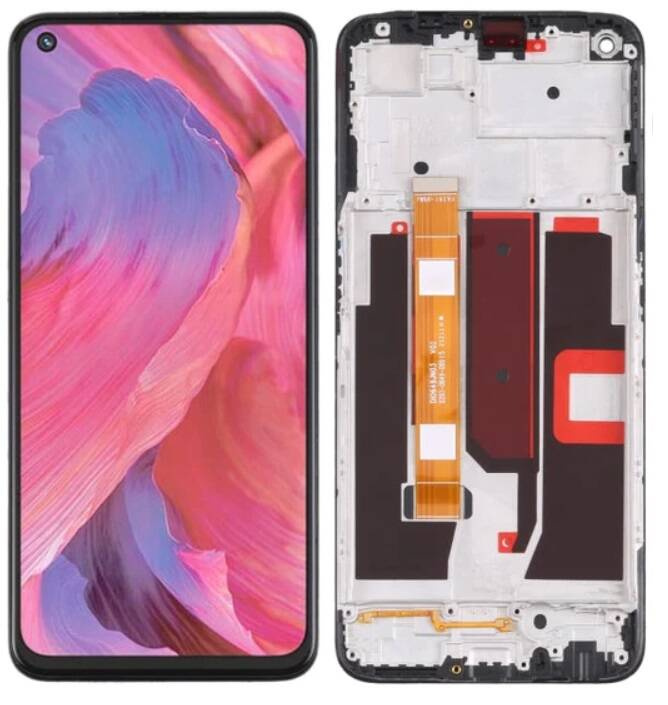 Oryginalny Wyświetlacz LCD + ekran dotykowy OPPO A74 5G CPH2197 (Regenerowany) Ramka czarna