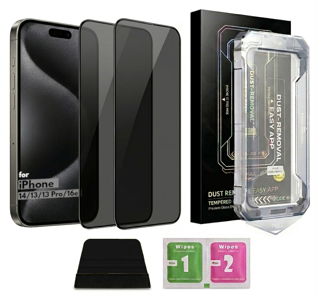 2x Szkło Prywatyzujące 9H z aplikatorem do iPhone 16e / 14 / 13 / 13 Pro