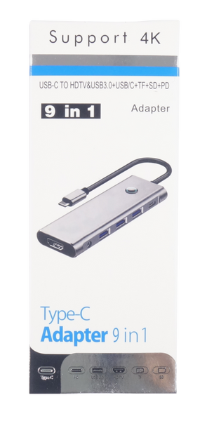 Stacja Dokująca 9w1 HUB USB 3.0 HDMI Power Delivery 100W 4K 60Hz Przycisk