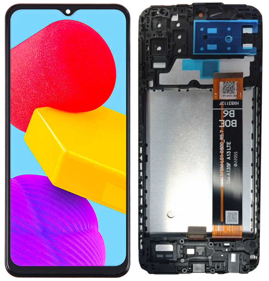 Oryginalny wyświetlacz LCD + ekran dotykowy Samsung SM-M135F Galaxy M13 (IPS) Ramka czarna