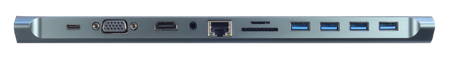 HUB USB-C HDMI 4k VGA LAN RJ45 4x USB SD Card Jack 3,5mm Power Delivery 87W
