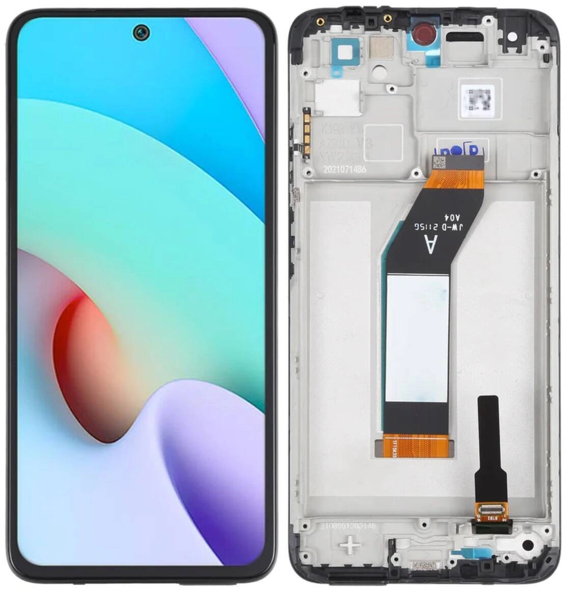Oryginalny wyświetlacz LCD + ekran dotykowy Xiaomi Redmi 10 (Regenerowany) Ramka czarna