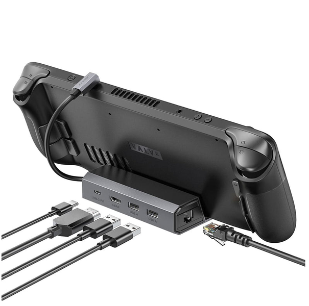 JSAUX Adapter HUB USB-C HDMI 4K USB-A RJ45 Ethernet 100 Mbps HB0602 do konsoli Steam Deck