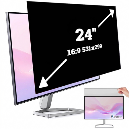 FILTR PRYWATYZUJĄCY na monitor ekran do laptopa 24" 16:9 531x299mm RODO