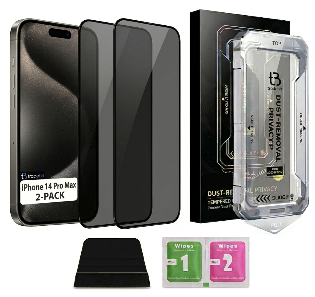 2x Szkło Prywatyzujące 9H z aplikatorem do iPhone 14 Pro Max Pełnoekranowe