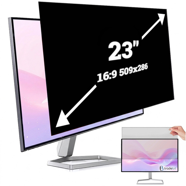 FILTR PRYWATYZUJĄCY na monitor ekran do laptopa 23" 16:9 509x286mm RODO