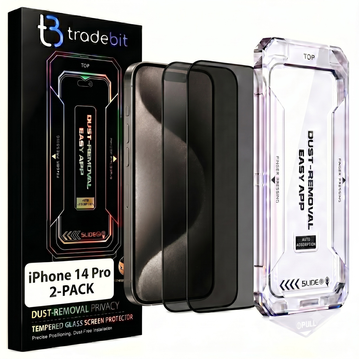 2x Szkło hartowane Prywatyzujące z aplikatorem do iPhone 14 Pro Szybka