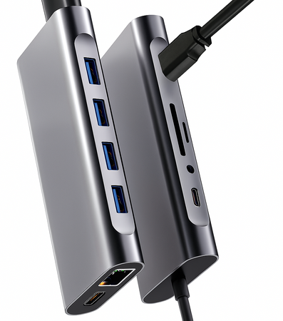 Adapter Przejściówka HUB 11w1 USB-C HDMI 4k Power Delivery USB LAN Gigabit