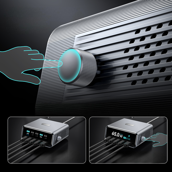 Inteligentna Stacja Ładowania 5w1 Biurkowa 100W GaN USB-C USB-A QC PD