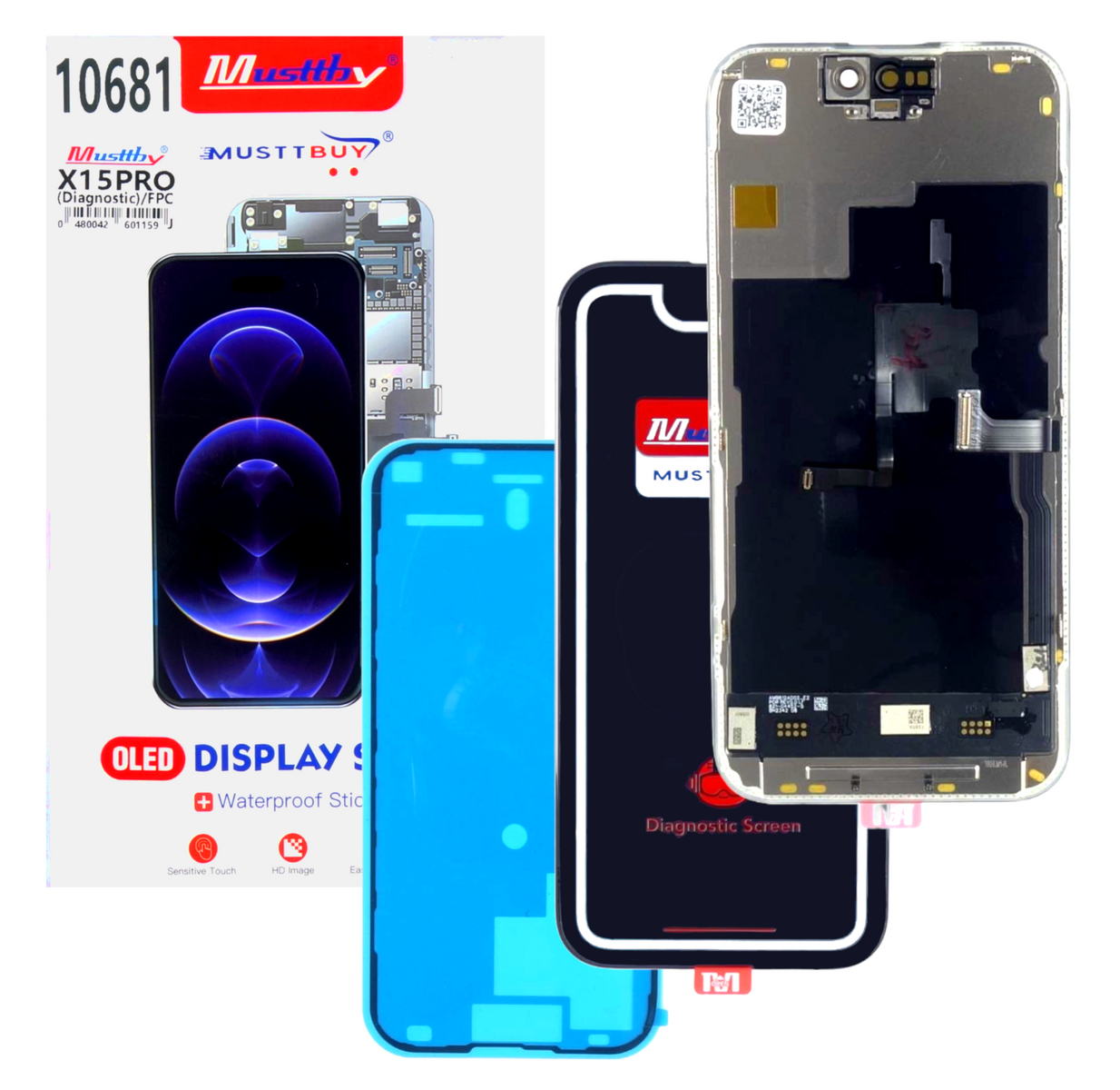 Wyświetlacz Soft OLED Programowalny do Apple iPhone 15 Pro 120Hz + szkło hartowane z aplikatorem