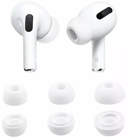 Silikonowe Gumki Douszne do Apple AirPods Pro GEN 1/2 Komplet (S, M, L) biały
