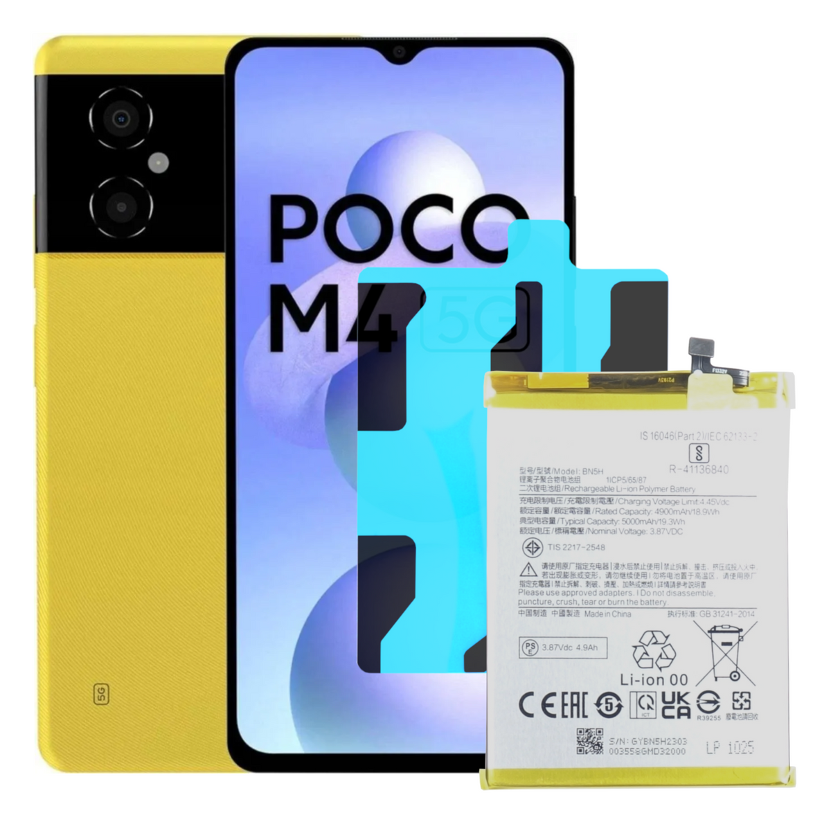 Bateria do Xiaomi POCO M4 5G Redmi Note11E BN5H 4900 mAh + Taśma montażowa