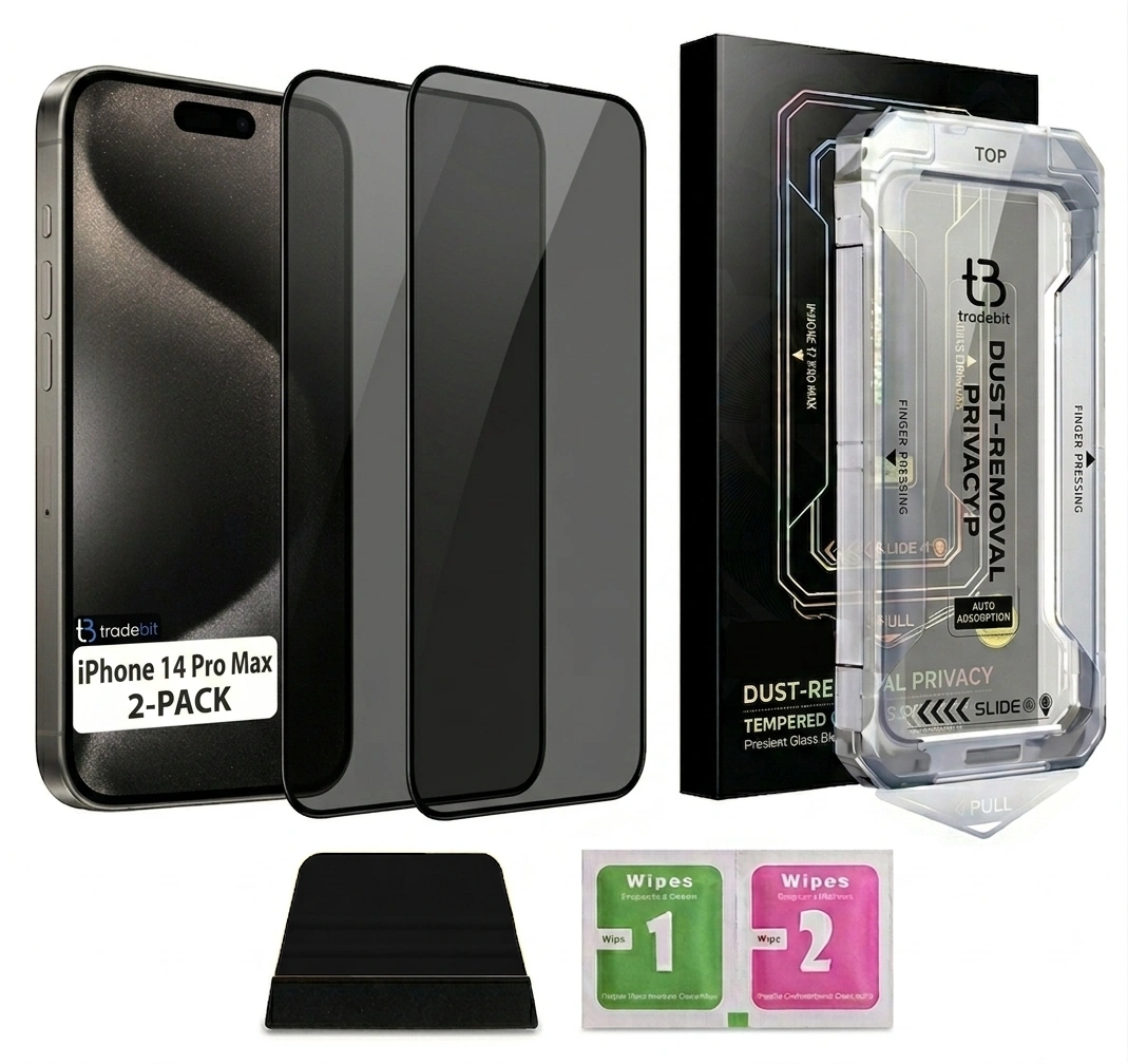 2x Szkło Prywatyzujące 9H z aplikatorem do iPhone 14 Pro Max Pełnoekranowe