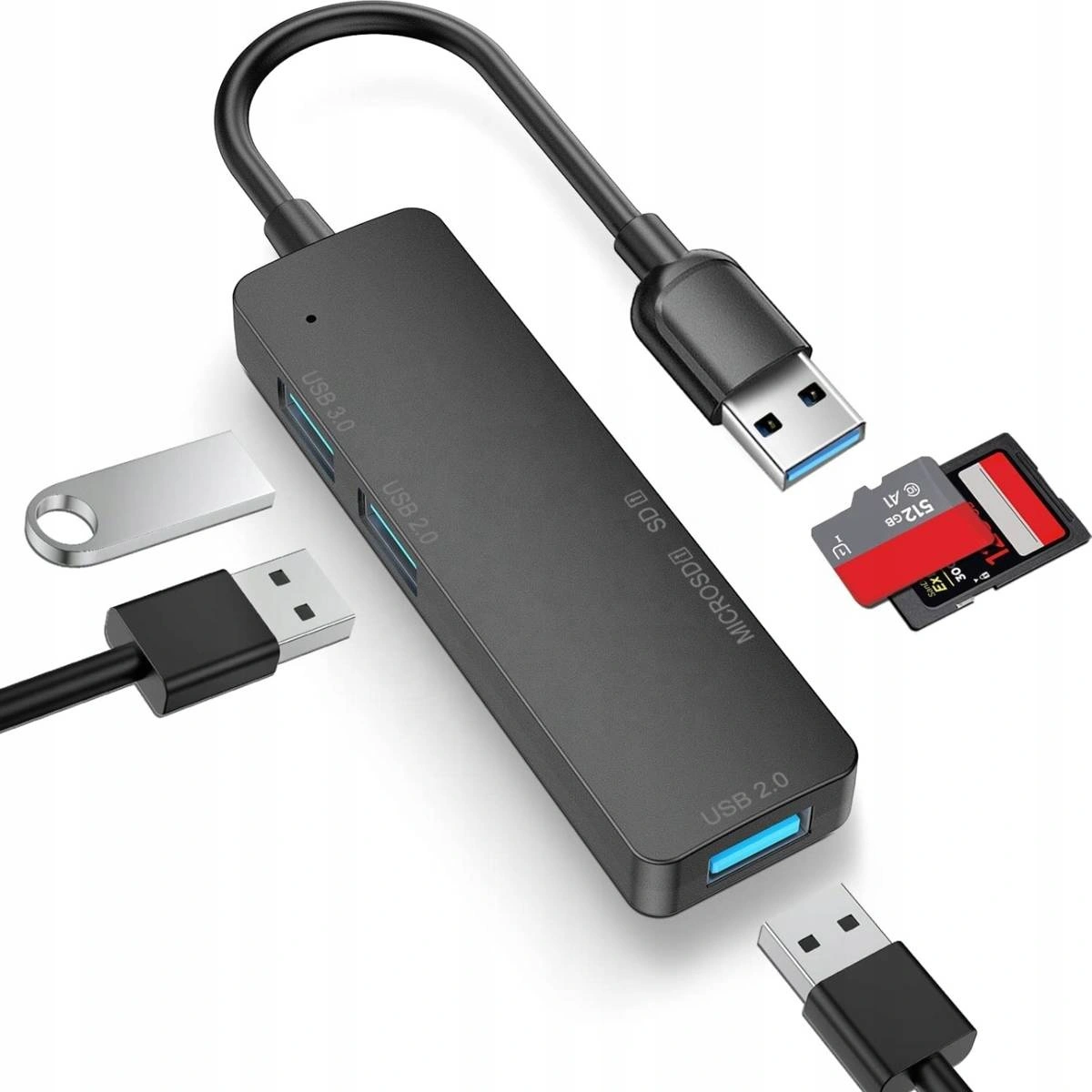 Rozgałęźnik rozdzielacz portów HUB USB 3.0 MicroSD SD