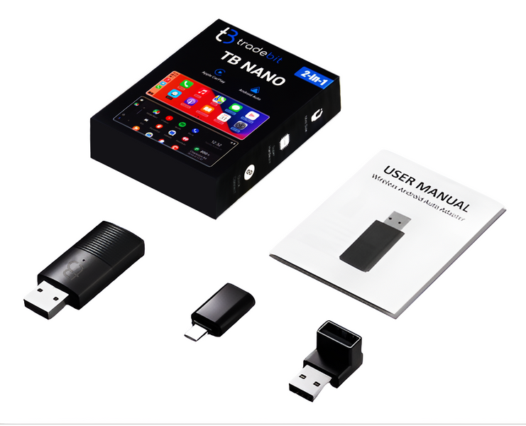 Bezprzewodowy Adapter Mini USB TB NANO Carplay / Android Auto do samochodu czarny