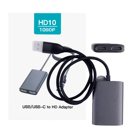 Adapter Rozdzielacz Stacja HUB USB / USB-C 2x HDMI dla dwóch monitorów
