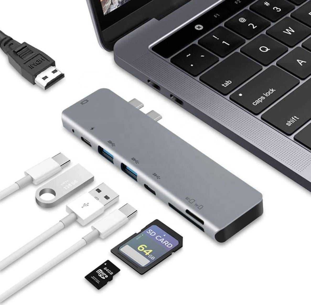 Adapter przejściówka HUB USB-C HDMI 4k USB 3.0 FT/SD PD do MacBook