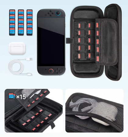 Przenośne Etui Futerał Obudowa JSAUX dla NINTENDO SWITCH 2 - Kieszeń na gry