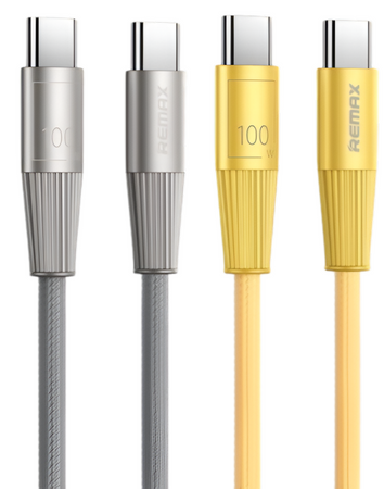 KABEL REMAX USB-C Quick Charger SZYBKIE ŁADOWANIE 100W wytrzymały SREBRNY 1,2m
