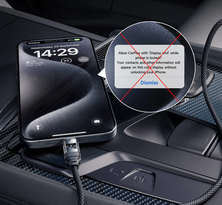 Przezroczysty bloker danych Data Blocker Kabel JSAUX USB-C do USB-A 2m
