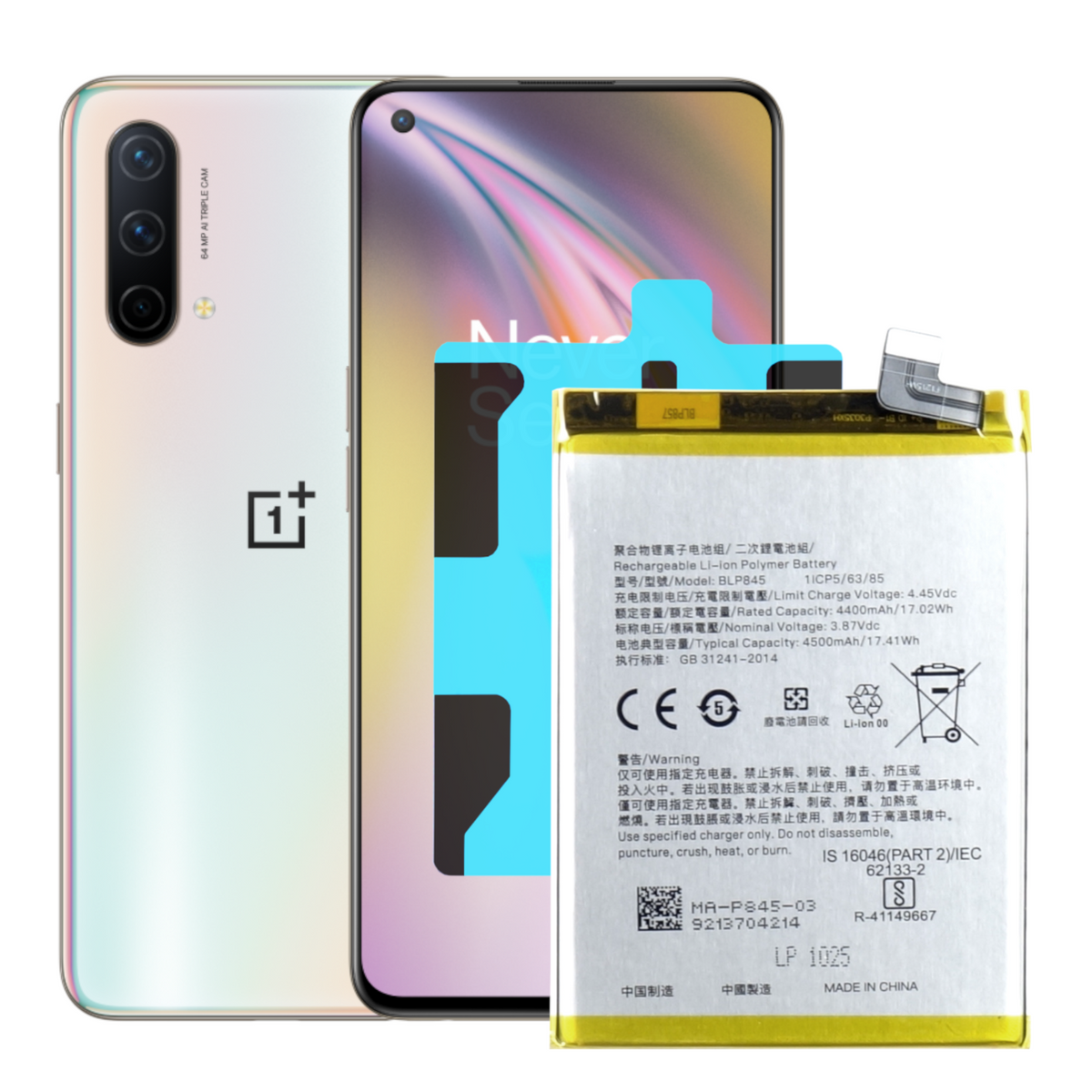 Bateria Akumulator do OnePlus Nord CE 5G BLP845 4500 mAh + Taśma montażowa