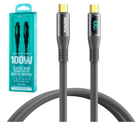 Kabel REMAX RC-C032 USB-C do USB-C 20V 5A 100W z wyświetlaczem
