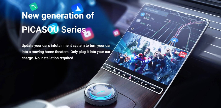 Ottocast PICASOU 2 Bezprzewodowy Apple CarPlay Android Auto Karta SIM SD