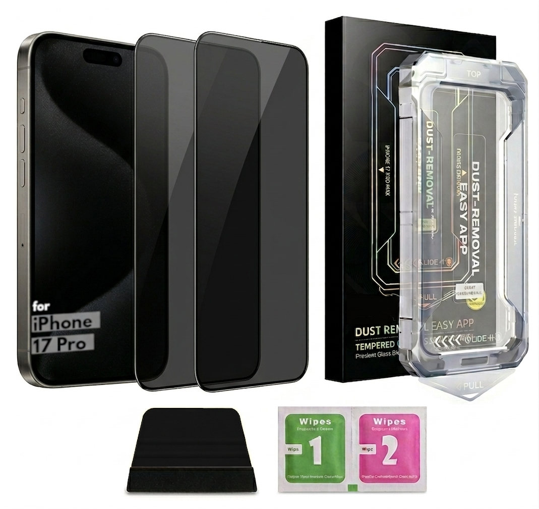 2x Szkło Prywatyzujące 9H z aplikatorem do iPhone 17 Pro Pełnoekranowe