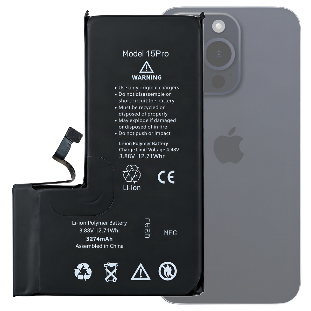 Bateria Akumulator do Apple iPhone 15 Pro A3102 A2848 3275mAh Diagnostic
