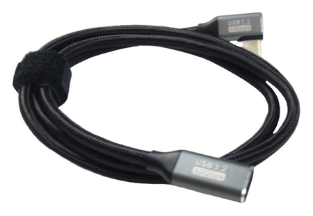 Kabel Przewód TRADEBIT USB-C 90° (L) do USB-C Męski - Żeński 1m 10Gbps