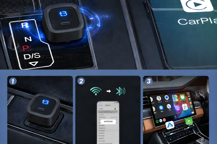 Bezprzewodowy Adapter TB NANO USB-A BT 5.4 WiFi dla Apple CarPlay Android Auto
