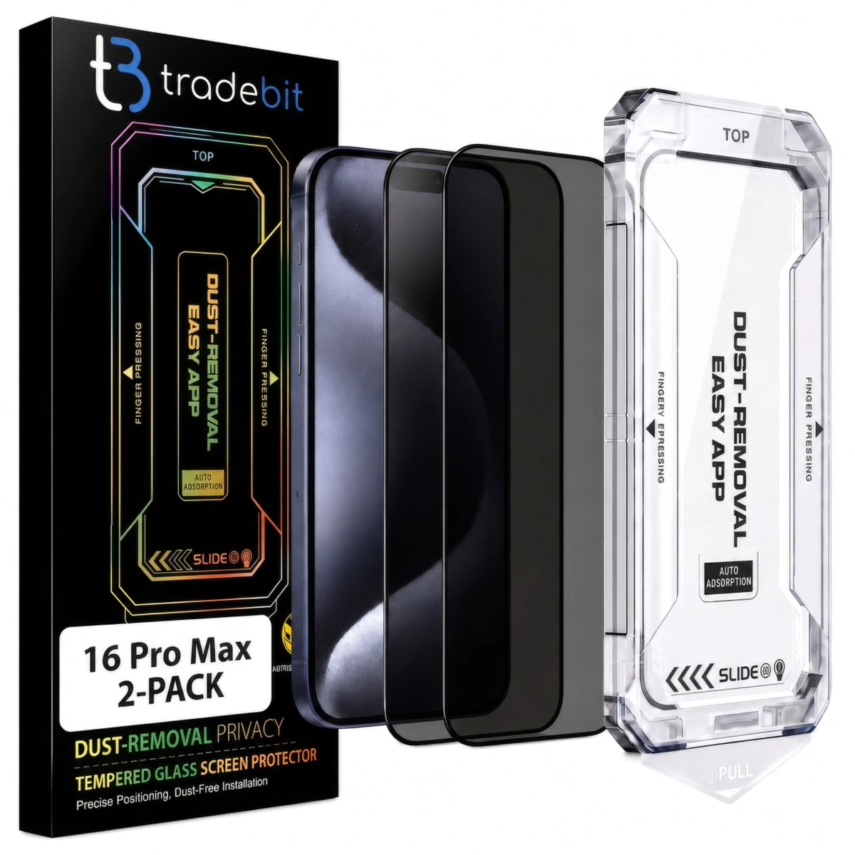 2x Szkło hartowane Prywatyzujące z aplikatorem do iPhone 16 Pro Max Szybka