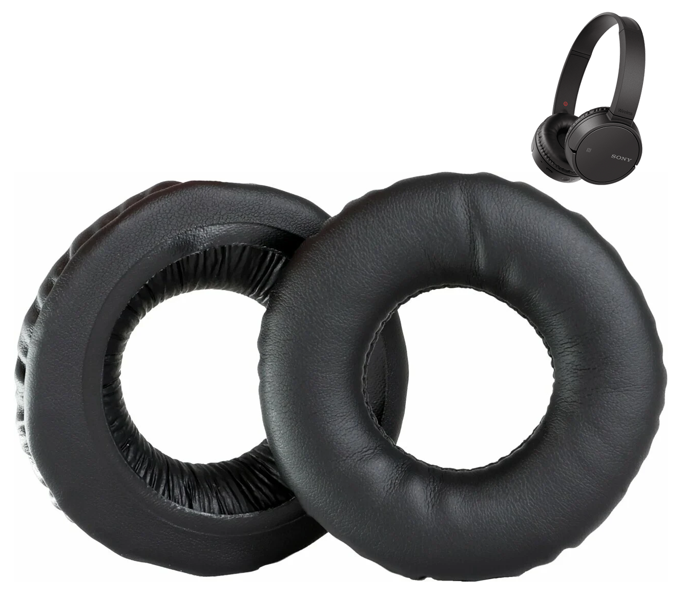 Nauszniki Pady Gąbki do SONY WH-CH500 WH-CH510 SYNTETYCZNA SKÓRA Czarne