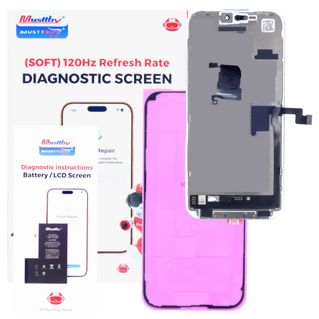 Wyświetlacz do iPhone 15 Pro Max 120Hz SOFT OLED z taśmą Light Sensor Diagnostic